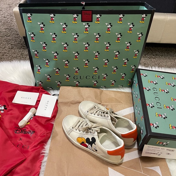SOLD - Gucci x Disney Mickey Mouse Ace Low Distressed Sneakers - Picture 8 of 10